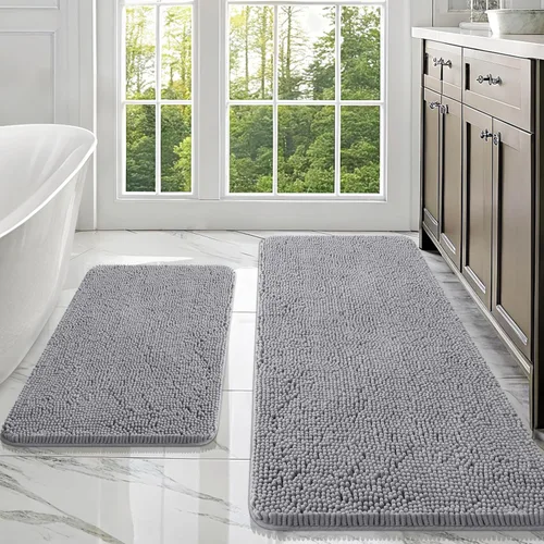 Miniatura 97 de OLANLY Juego de alfombras de baño de 2 piezas, alfombras de baño de chenilla suave y absorbente y alfombra de contorno en forma de U para inodoro