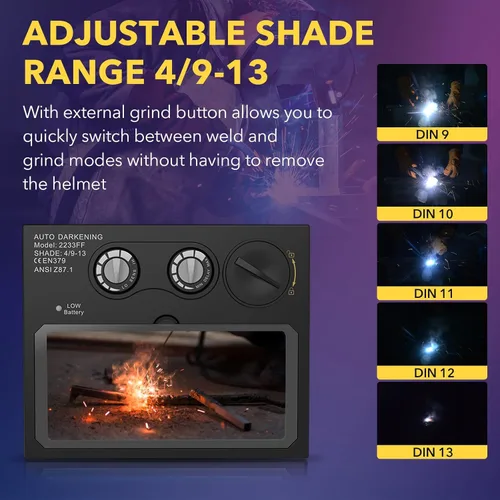 Miniatura 6 de TRQWH Lente de soldadura de oscurecimiento automático HD de 4.33 x 3.54 pulgadas, filtro solar de color verdadero con 2 sensores de arco rango