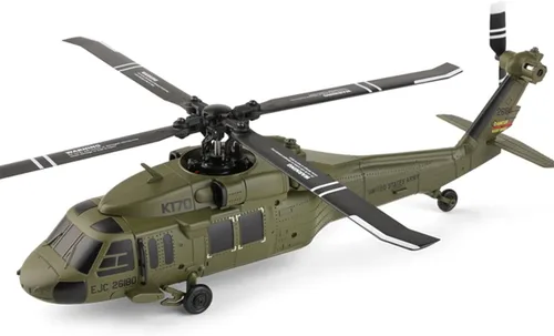 Miniatura 2 de FunXylophy WL K170 Helicóptero RC, 2.4G 4CH Flybarless 6-Axis Giroscopio Altitude Hovering RC Helicóptero militar con soporte de exhibición