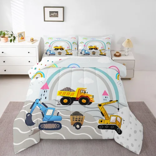 Miniatura 21 de Erosebridal Juego de ropa de cama de tren de dibujos animados para niños y niños, edredón de plumón de vehículos para niños, decoración