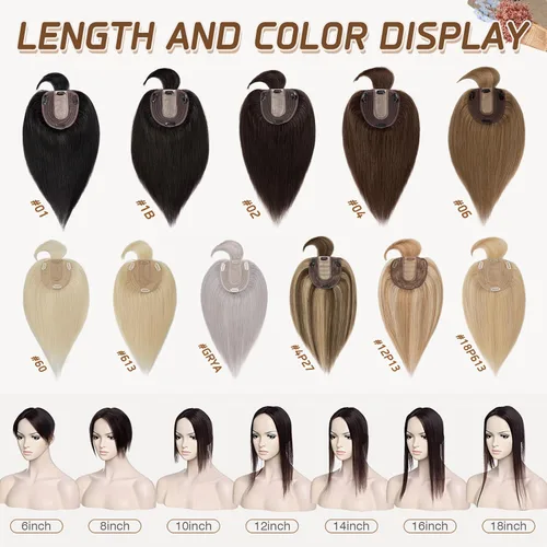 Miniatura 48 de Rich Choices Pelucas con topper de cabello para mujeres, cabello humano real 100% Remy, sin flequillo, para mujeres con adelgazamiento en la parte