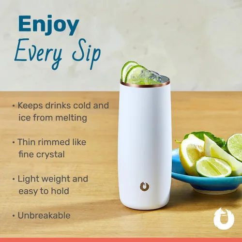 Miniatura 3 de SNOWFOX Vaso de cóctel de acero inoxidable con aislamiento al vacío de alta calidad, juego de 2, bebidas se mantienen frías y frías, vasos térmicos
