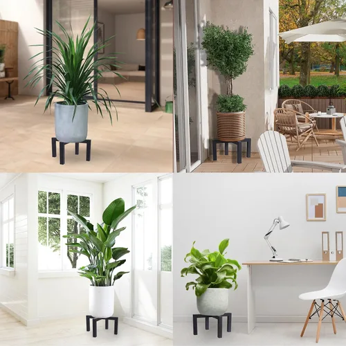 Miniatura 7 de Soporte para plantas para interiores y exteriores, soporte de metal resistente para macetas, soportes modernos de mediados de siglo, soporte