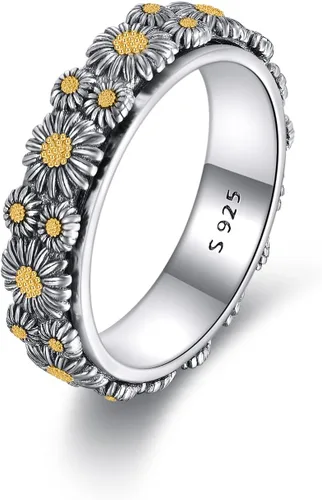 POPLYKE Anillos giratorios giratorios de plata de ley para aliviar el estrés para mujeres