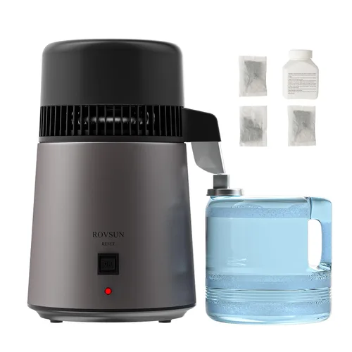 ROVSUN - Destilador de agua de 1.1 galones/4L, máquina de agua destilada para encimera con recipiente libre de BPA, purificador de agua destilada
