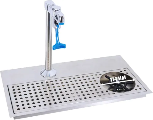 Miniatura 6 de Enjuagadora de jarra, de acero inoxidable empotrada para encimera, con grifo de llenado de vidrio y bandeja de drenaje para el hogar, bar