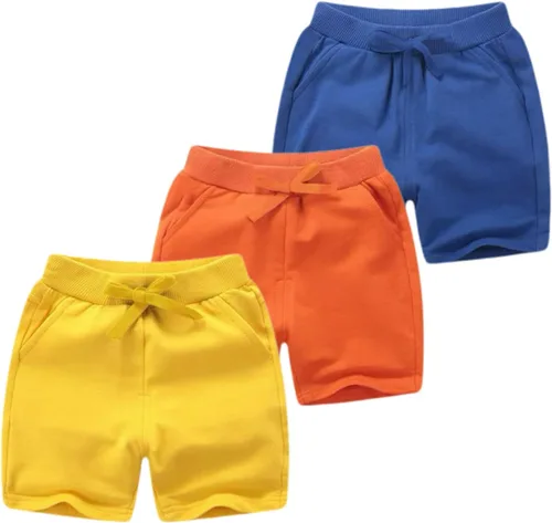 Paquete de 2 pantalones cortos deportivos de punto de verano para niños y niñas, pantalones cortos suaves casuales para bebés