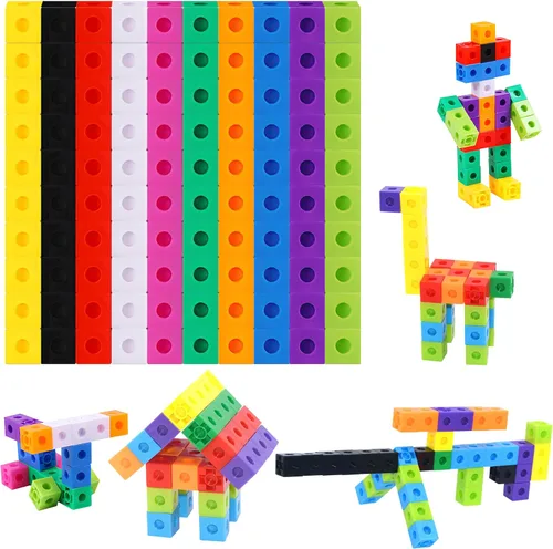 SpriteGru - Juego de 100 cubos de enlace matemático, cubos matemáticos manipulativos que se conectan y cuentan, bloques de construcción para