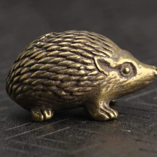 Miniatura 4 de LIOOBO Estatuilla de erizo de latón macizo en miniatura para decoración del hogar