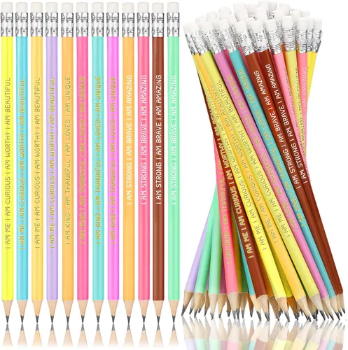 Fumete 72 lápices inspiradores para estudiantes, lápices preafilados a granel, colores pastel, cita motivacional con borrador #2, regalos de clase
