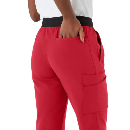 Miniatura 71 de ave. Varick - Pantalón médico de tiro medio para mujer, pierna recta, seis bolsillos, color azul caribeño, talla S