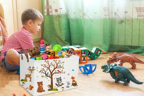 Miniatura 7 de Essme Cestas Rectangulares para Niños Cestas para Niños, Contenedores de Almacenamiento de Animales con Asas para Decoración de Habitación de Niños