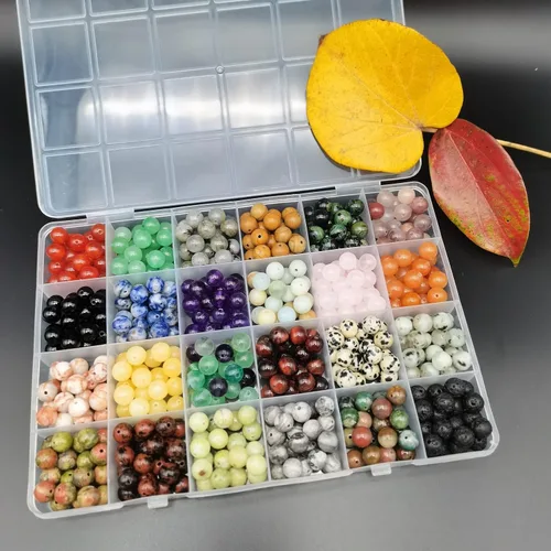 Miniatura 3 de Cuentas de piedra redonda natural de 0.315 pulgadas, alrededor de 480 piezas de piedras auténticas de cristal curativo, piedras preciosas sueltas