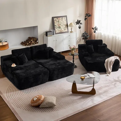 Miniatura 27 de HOOOWOOO Cloud - Sofás seccionales para sala de estar, sofá modular sin montaje, 136 x 133 pulgadas, juego de sofá grande en forma de G de pana