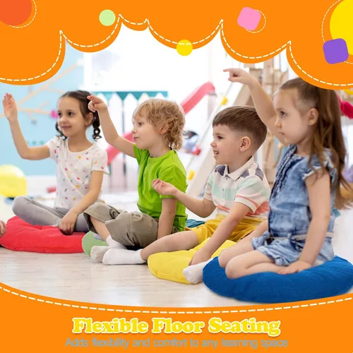 Miniatura 4 de Fumete 12 piezas de 16 pulgadas de cojines de piso redondos para niños y bebés, asientos flexibles para salón de clases, almohadas de piso