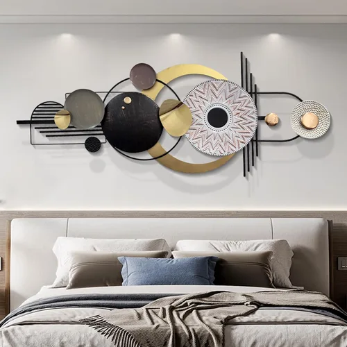 Miniatura 3 de ERMOFAV Decoración de Pared, Arte de Pared Geométrico Circular de Metal Moderno y Creativo, 59x24 Pulgadas Grandes Esculturas de Pared de Metal