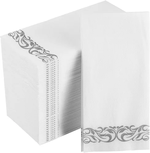 FOCUSLINE 200 toallas de baño desechables con tacto de lino, toallas de mano de papel suaves y absorbentes para invitados, toallas de mano de papel