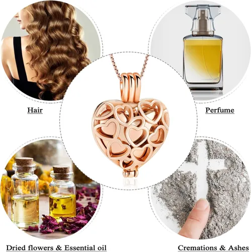 Miniatura 25 de Collar con medallón de cremación conmemorativa con corazón eterno con mini urna para cenizas de seres queridos