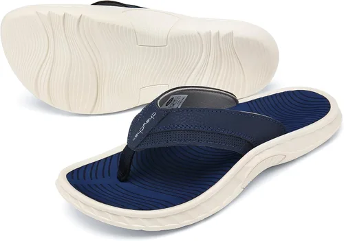 Miniatura 6 de ChayChax Men's Flip Flops Arch Support Beach Sandals Outdoor Sport Thong Sandal with Soft Footbed