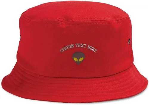 Miniatura 9 de Custom Bucket Apparel Sombrero Alien Gris Cabeza Ojos Amarillos Bordado para Hombres y Mujeres Solo diseño negro.