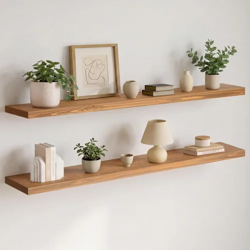 Miniatura 87 de Homeforia Estante flotante blanco de 48 pulgadas, estantes flotantes de madera maciza de alta gama de 48 pulgadas de largo para montaje en pared