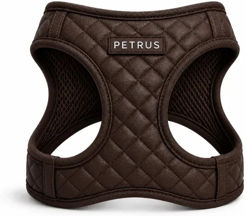 Miniatura 9 de Arnés para perro y gato, ligero de malla transpirable, suave acolchado para mascotas, chaleco de cuero vegano, sin estrangulamiento, a prueba