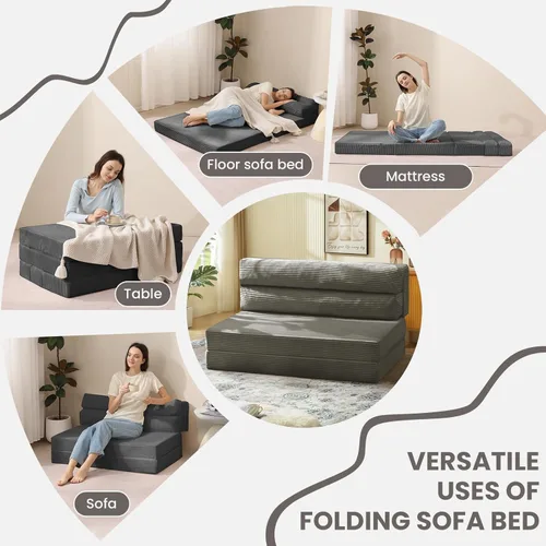 Miniatura 5 de JUIKURY Sofá cama plegable, silla cama convertible con almohada, colchón plegable, sofá cama de dos en uno, sofá cama extraíble portátil, silla cama