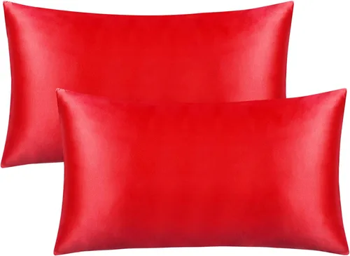 Miniatura 8 de FLXXIE Paquete de 2 fundas de almohada estándar de satén con cremallera para cabello y piel, sedosas y súper suaves (20 x 26 pulgadas), fundas