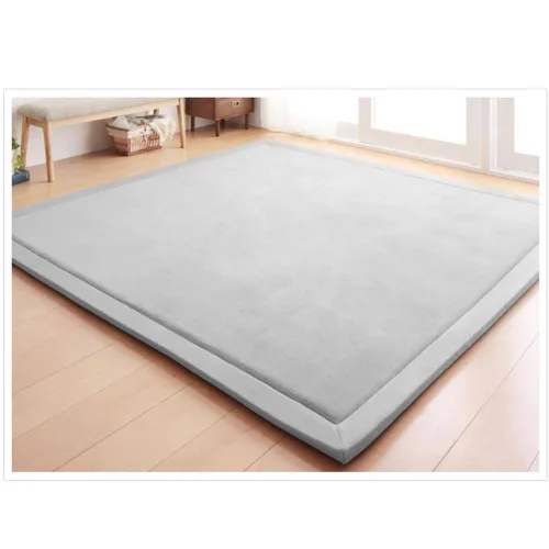 Miniatura 7 de Loartee Alfombras de Terciopelo Coral para Gatear (4'11"x4'11", Beige) para Área de Juego de Niños Pequeños Alfombras Tapete de Yoga Almohadillas