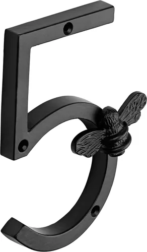 Miniatura 4 de Brass bee Número de casa con diseño de abeja Placa moderna de 5 pulgadas para letreros de puerta Números de dirección de casa de calle, metal