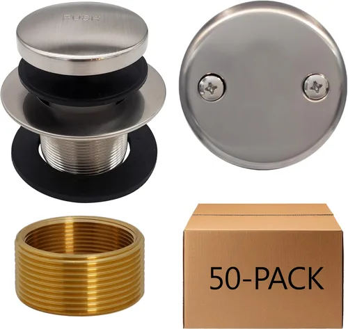 Miniatura 22 de Westbrass D93K-62 Tapón de drenaje de punta de bañera de repuesto de rosca fina o gruesa con placa frontal de 2 agujeros, negro mate Mate negro