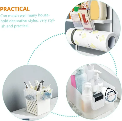 Miniatura 8 de BESTonZON Caja de 4 piezas para refrigerador de puerta lateral, caja de almacenamiento de escritorio, organizador de congelador, mini contenedores