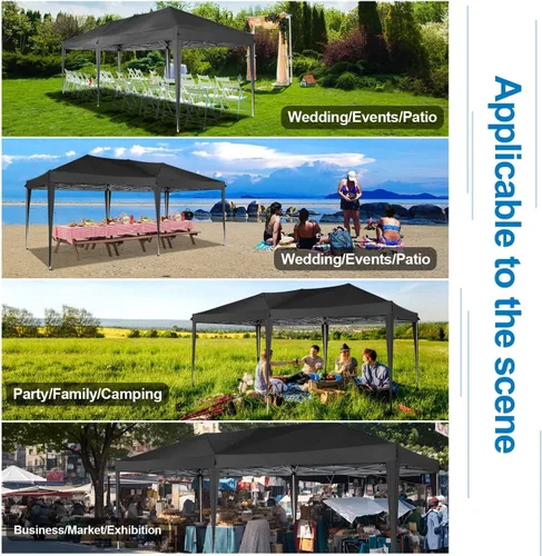 Miniatura 9 de COBIZI - Toldo desplegable de 10 x 20 pies con 6 paredes, impermeable y con protección UPF 50+, ideal para bodas, fiestas, eventos al aire libre