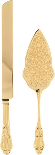 Miniatura 6 de Juego de cuchillo de pastel y servidor, artículos dorados de fiesta para boda, aniversario, fiesta de clásicos, Dorado elegante