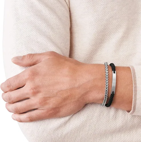 Miniatura 4 de Fossil - Pulsera de identificación de acero inoxidable chapado para hombre, de regalo personalizada, grabable