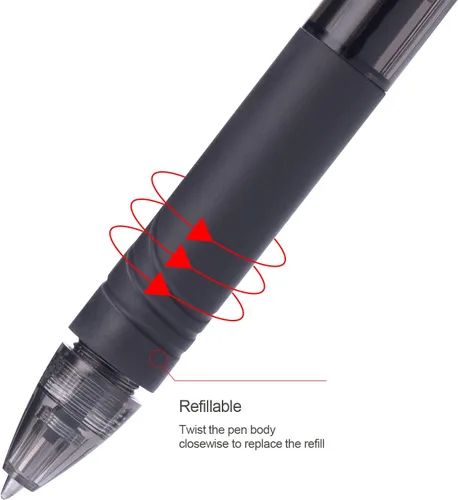 Miniatura 8 de ParKoo Bolígrafos de gel retráctiles borrables de 0.028 in, 12 bolígrafos negros de punta fina, hacen desaparecer los errores, escritura suave