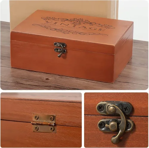 Miniatura 6 de 24 juegos de bisagras y pestillos con ganchos retro para cajas de joyería, pestillos pequeños bisagras para hardware de cajas de madera, bisagras