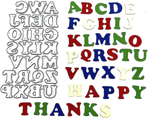 Metal Capital 26 letras troqueladas superiores, 26 troqueles de corte del alfabeto, plantillas en relieve, molde para decoración de tarjetas y álbum