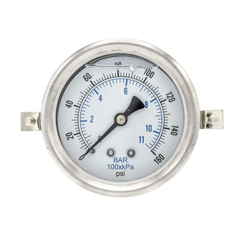 Miniatura 9 de PIC Gauges 203L-204A Manómetro relleno de glicerina con abrazadera en U con carcasa SS/bisel, internos de latón, lente de PC, dial de 2 pulgadas