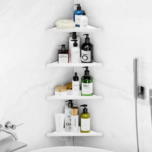 Miniatura 10 de Fikoksol Organizador de ducha, paquete de 2 estantes de esquina de baño, estante triangular para ducha de baño, estante de ducha de metal negro