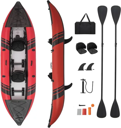 Miniatura 10 de S AFSTAR Kayak inflable, canoa para 2 personas con capacidad de 507 libras, suelo de puntadas, todos los accesorios y bolsa de transporte, kayak