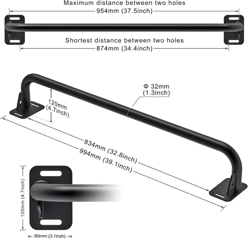 Miniatura 2 de SELEWARE Heavy Duty Welded Pull Up Bar, Versatile Doorway Wall Mount, Joist Mounted, and Ceiling Mounted Chin Up Bars, Thick Metal Sturdy A1: Barra