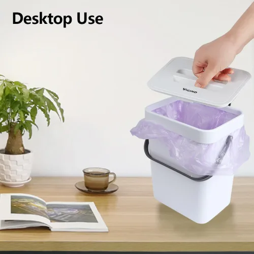 Miniatura 4 de Cubo de basura pequeño colgante con tapa debajo del fregadero para cocina, cesta de basura de plástico de 5 l/1.3 galones, cubo de basura de Verde