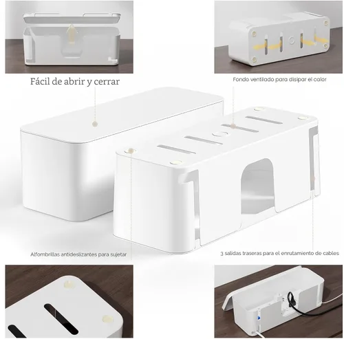 Miniatura 7 de YECAYE Paquete de 2 cajas de organización de cables, caja organizadora de cables para mascotas para el hogar y la oficina, caja protectora de cables