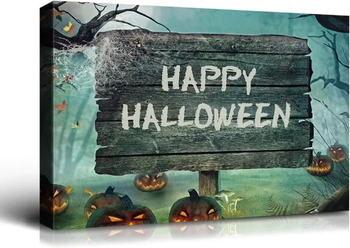 Miniatura 9 de Denozer - Pintura artística de pared de Halloween, impresión artística sobre lienzo para dormitorio, sala de estar, decoración de pared del hogar
