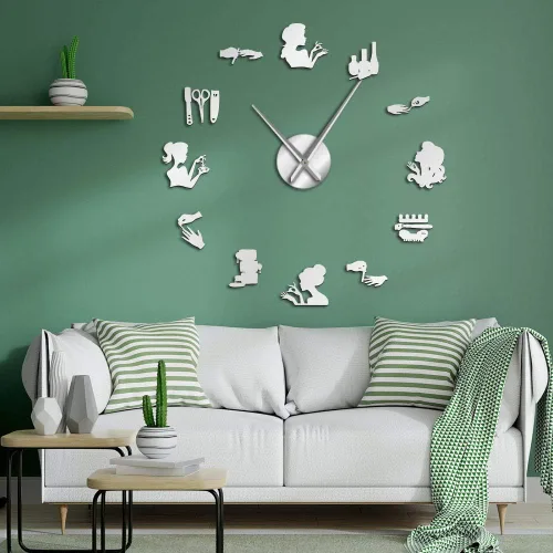 Miniatura 11 de The Geeky Days Reloj de pared analógico dorado, 12.4 in, funciona con pilas, movimiento de cuarzo, diámetro ajustable de bricolaje
