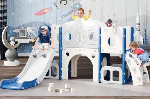 Miniatura 7 de Juego de tobogán Babytronic para niños pequeños, 8 en 1, tobogán para interiores y exteriores para niños de 1 a 3 años, juego para niños pequeños