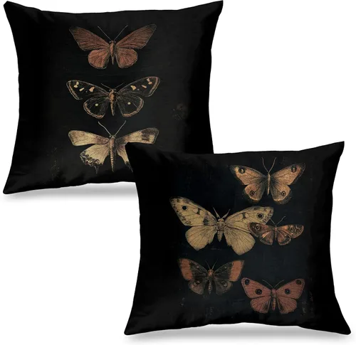 Fundas de Almohada Vintage Góticas Victorianas con Mariposas 18x18 Juego de 2, Decoración de Habitación con Mariposas, Fundas de Almohada Almohada