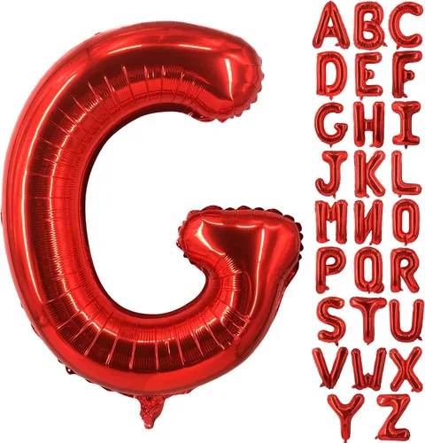 Miniatura 24 de Lovoir Globos grandes de 40 pulgadas con la letra T roja de gran tamaño, globo de helio de aluminio de Mylar para decoración de fiesta de Letra roja