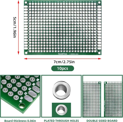 Miniatura 2 de Eagles 10 piezas de placa PCB de doble cara de 2.0 x 2.8 in, prototipo estañado DIY universal FR4 circuito impreso PCB placa protoboard PCB kit PCB